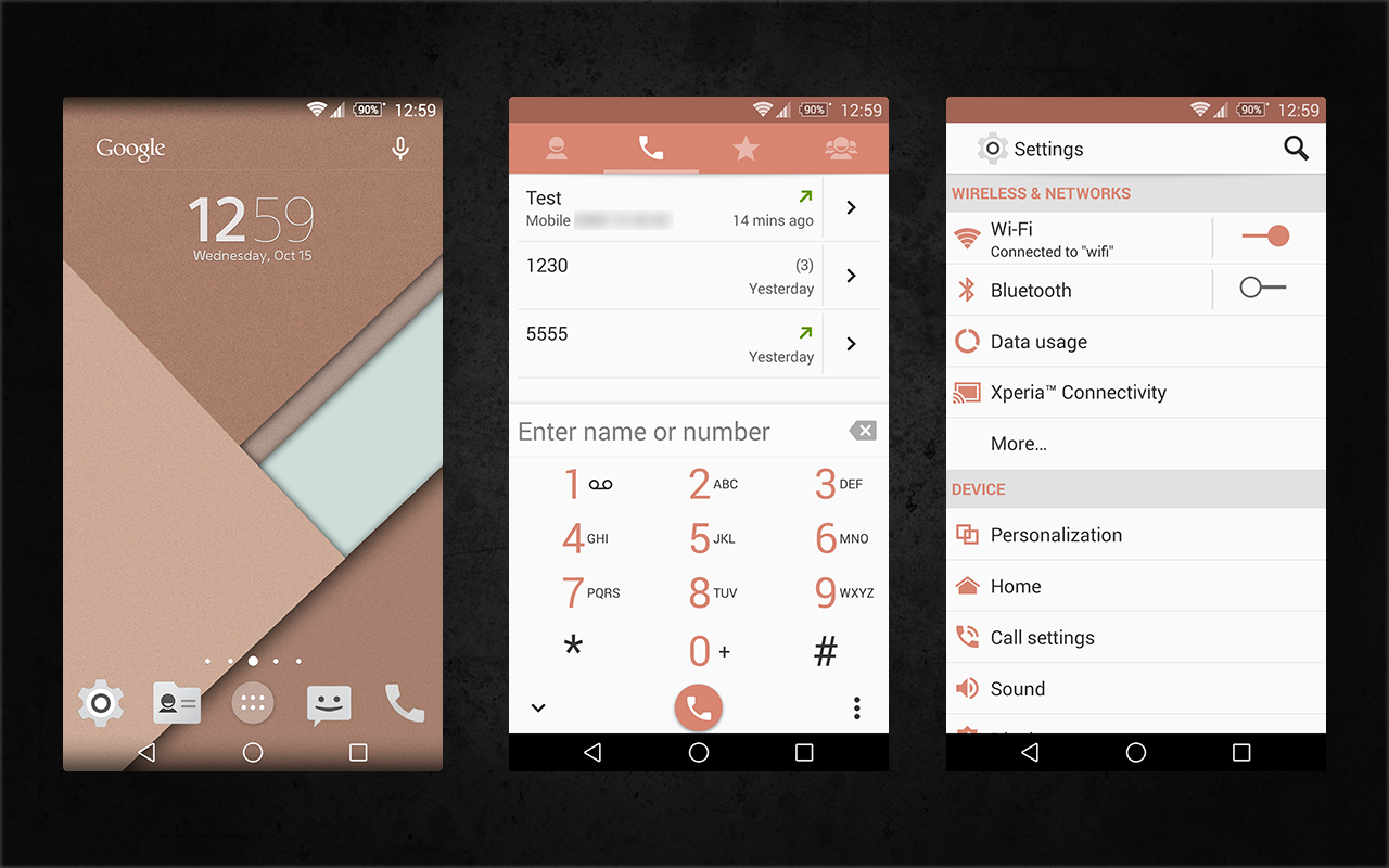 Xperia Android 5.0 L Material Design Copper Theme