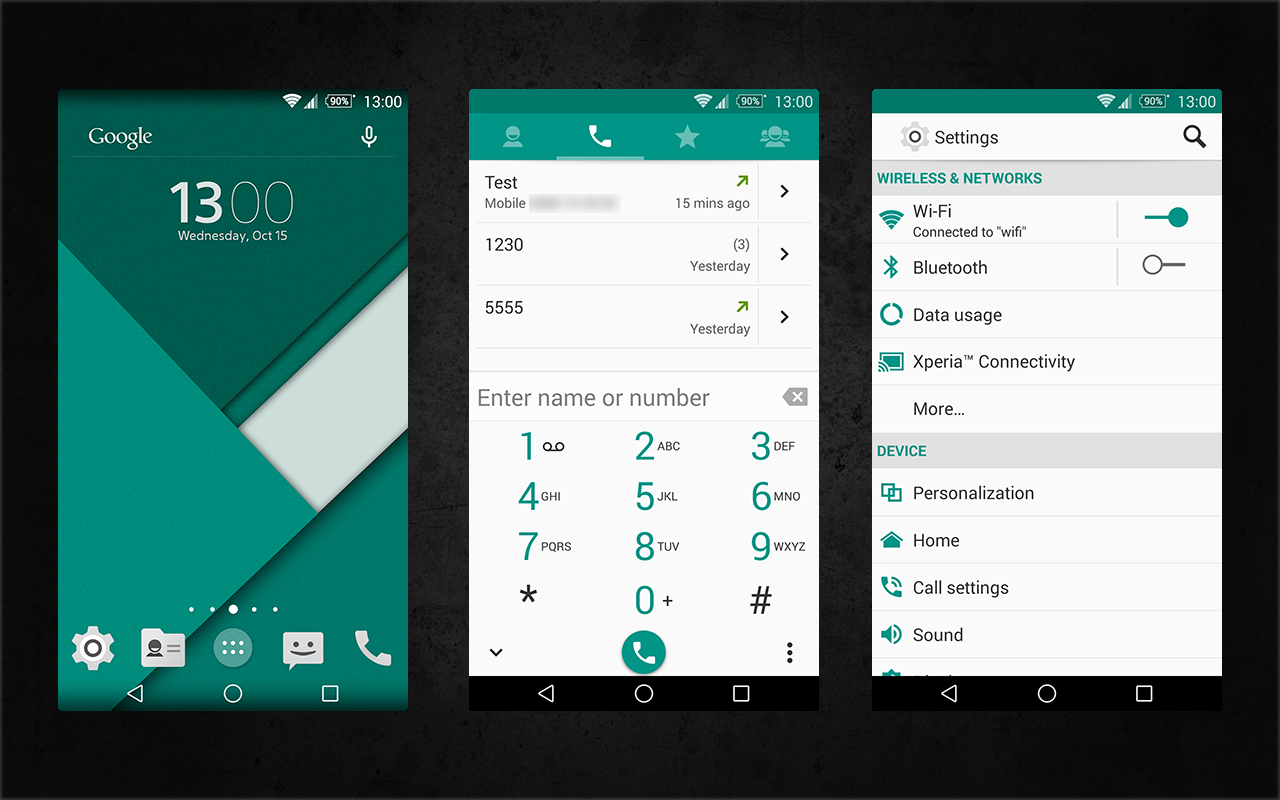 Xperia Android 5.0 L Material Design Emerald Theme