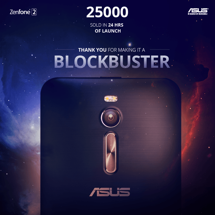 25000 units of Asus Zenfone 2 sold