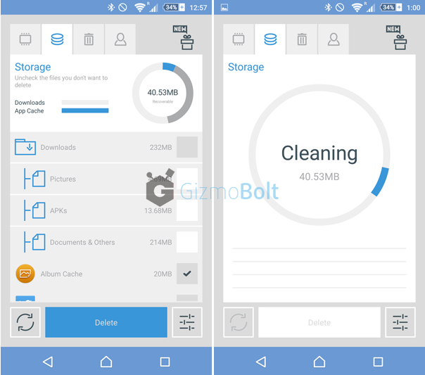 The Cleaner app Cleaning Storage Cache