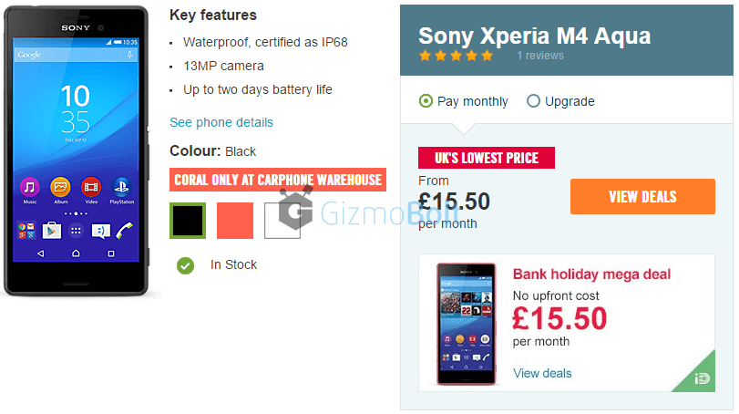 Xperia M4 Aqua available in UK at Carphone Warehouse