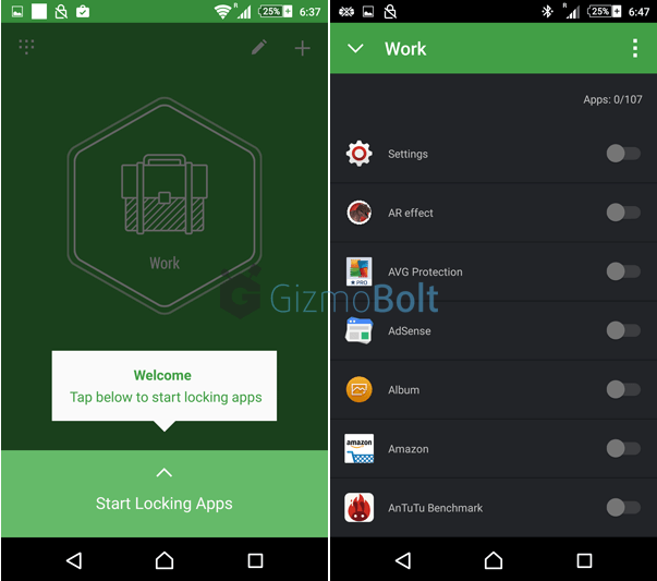 How to set lock on app in Hexlock app