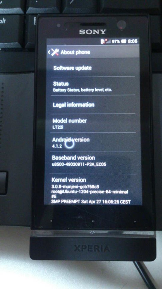 Install Android 4.1.2 Jelly Bean in Xperia U ST25i - 3.0.8 Kernel