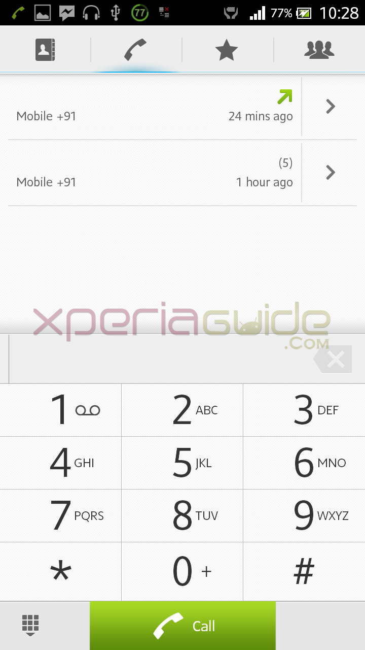 New Contact APP in White Theme Background in Xperia SL LT26ii Jelly Bean 6.2.B.0.200 fimrware
