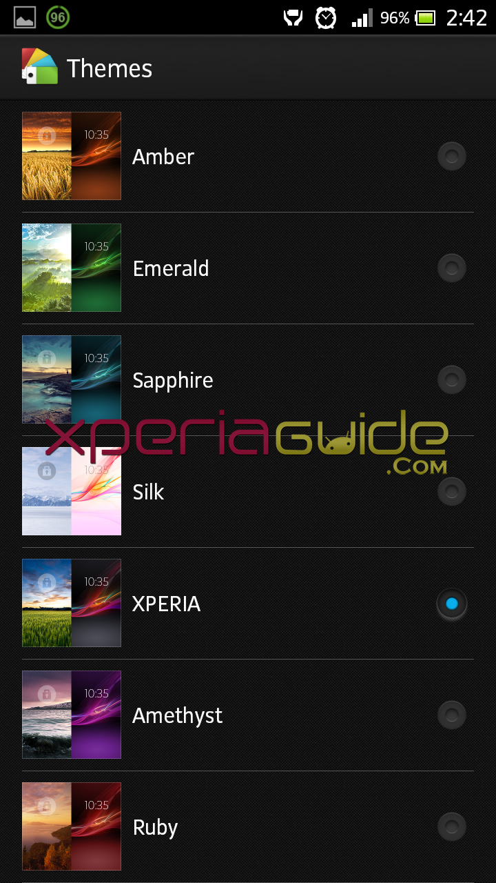 New themes in Xperia SL LT26ii Jelly Bean 6.2.B.0.200 firmware
