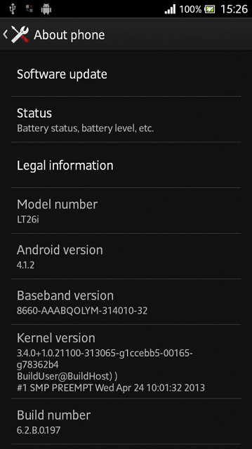 Leaked Xperia S android 4.1.2 JellyBean firmware 6.2.B.0.197