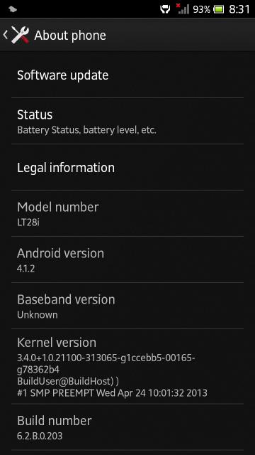 leaked Xperia Ion LT28i Jelly Bean 6.2.B.0.203 firmware Details
