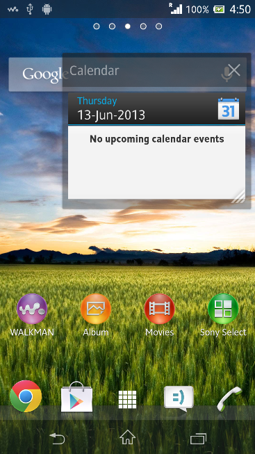 Calendar Small Apps in Xperia Z C6603 Android 4.2.2 Jelly Bean 10.3.X.X.XXX firmware