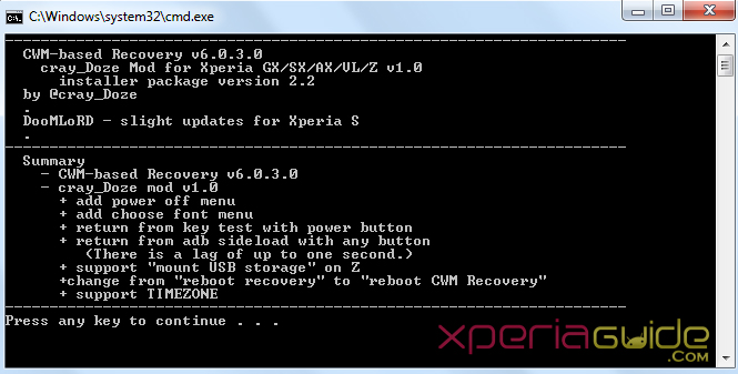 Installing CWM Recovery v6.0.3.0 on Xperia S, SL