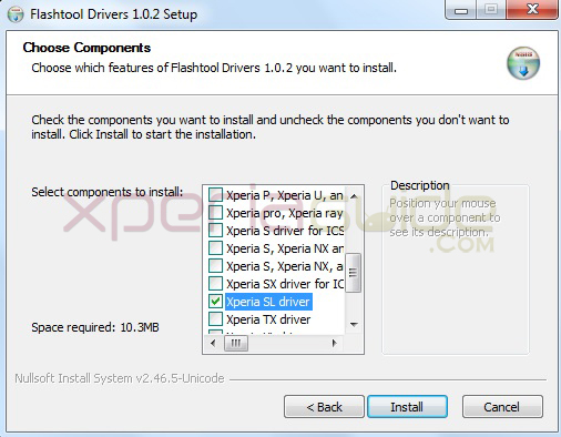 Installing Xperia SL LT26ii driver for  6.2.B.0.211 firmware