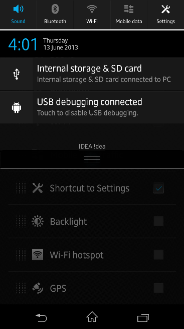 New Notification Panel layout in Xperia Z C6603 Android 4.2.2 Jelly Bean 10.3.X.X.XXX firmware
