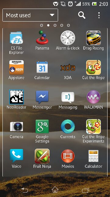 New Xperia Home Launcher in Xperia ZL C6503 Android 4.2.2 Jelly Bean 10.3.A.0.423 firmware