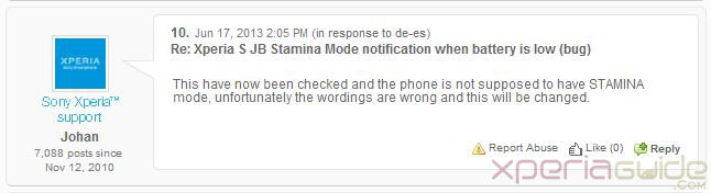 No Stamian Mode for Xperia S and SL on Jelly Bean 6.2.B.0.200 and 6.2.B.0.211 firmware Confirmed.