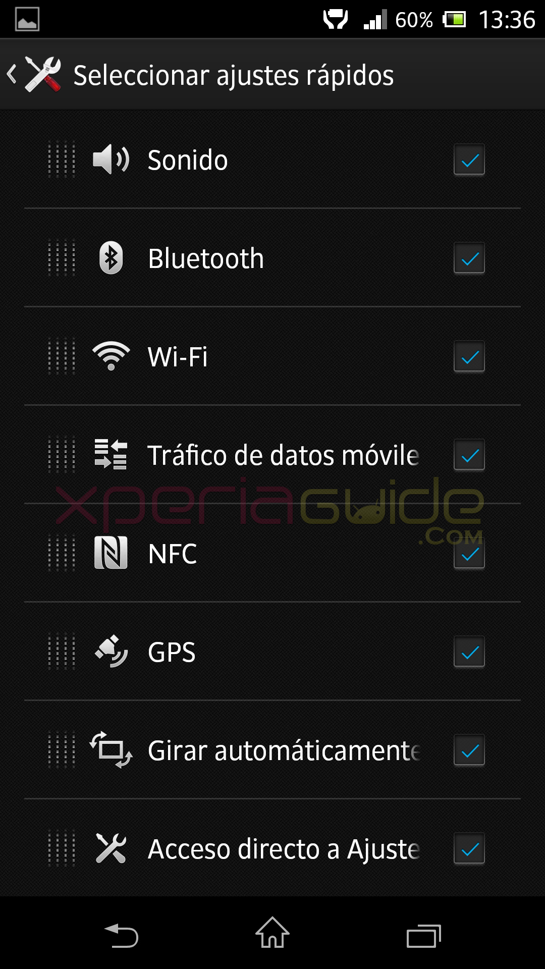 Quick Settings option in Xperia Z C6603 Android 4.2.2 Jelly Bean 10.3.A.0.423