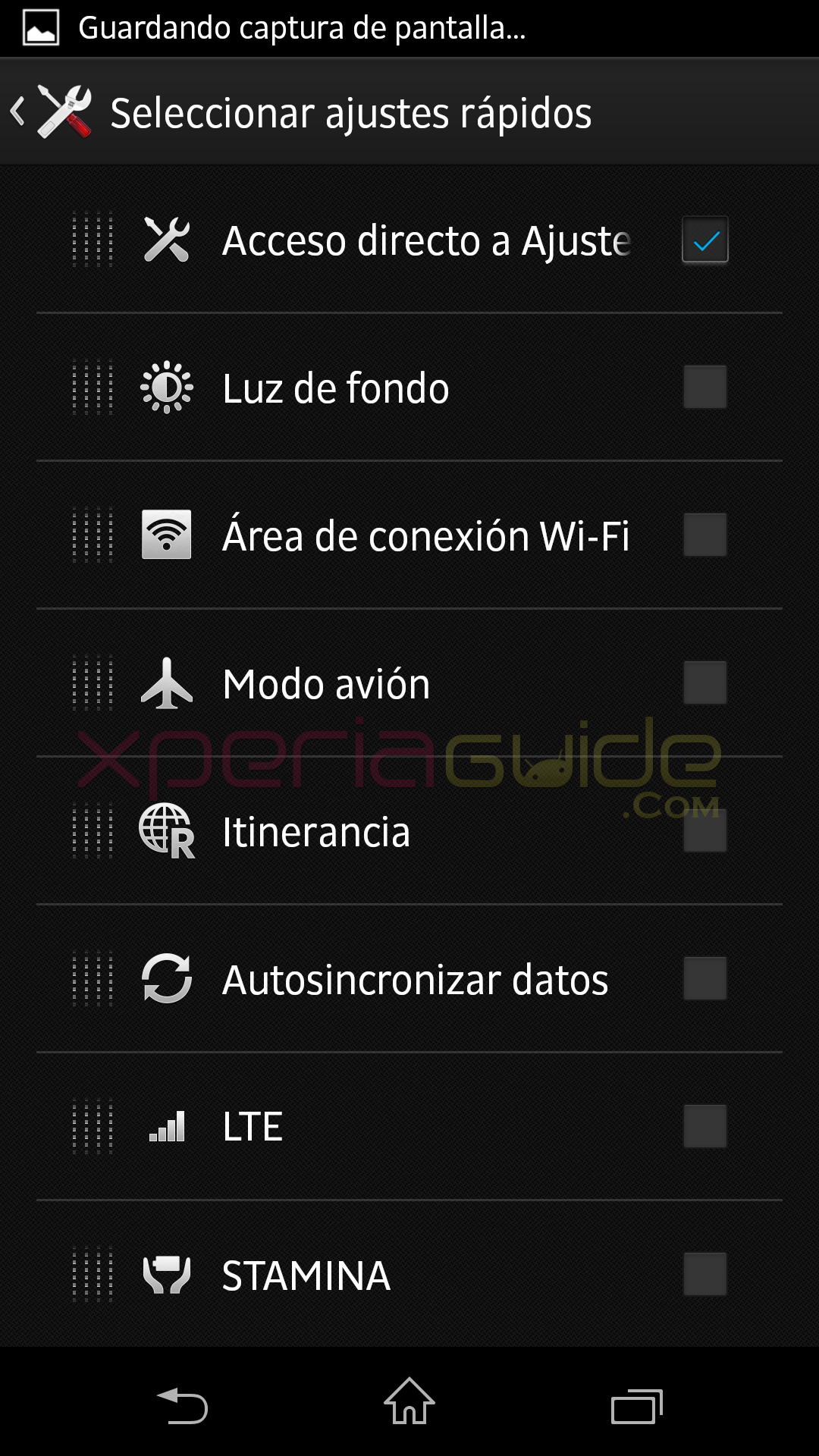 Quick Settings options in Xperia Z C6603 Android 4.2.2 Jelly Bean 10.3.A.0.423