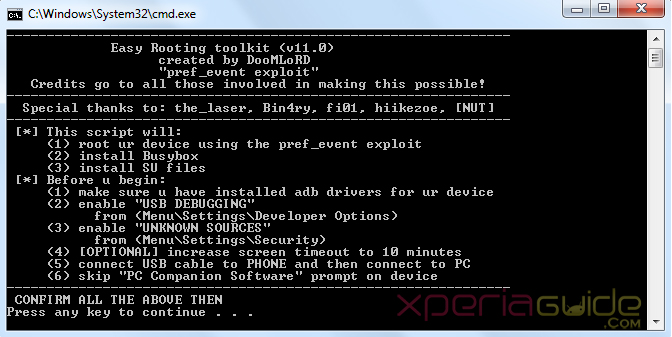 Root Xperia S, Z, SP Jelly Bean by DooMLoRD Easy Rooting Toolkit v11l