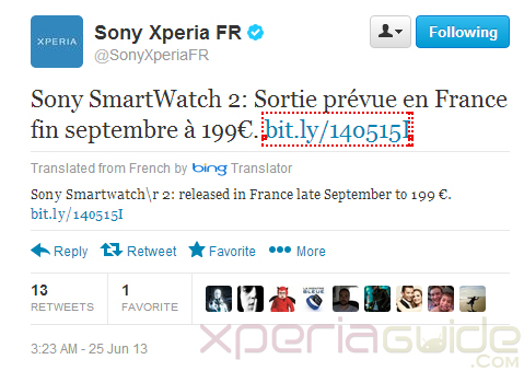Sony SmartWatch SW2 Price €199 in France - Europe