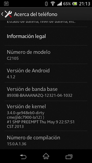 Xperia L C2105 Jelly Bean 15.0.A.1.36 firmware details