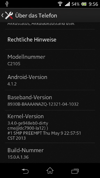 Xperia L C2105 Jelly Bean 15.0.A.1.36 firmware update details