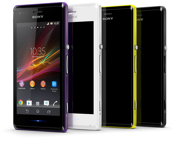 Xperia M Phone in Black White Purple Lime colors