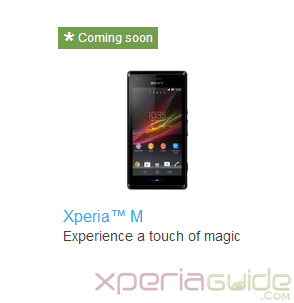 Xperia M listed on Sony Mobile site
