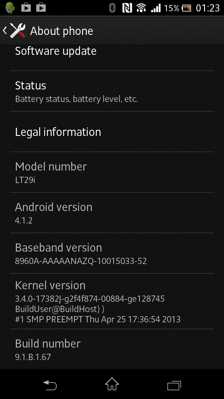 Xperia TX Lt29i Jelly Bean 9.1.B.1.67 firmware update details
