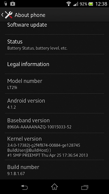 Xperia TX Lt29i Jelly Bean 9.1.B.1.67 firmware update