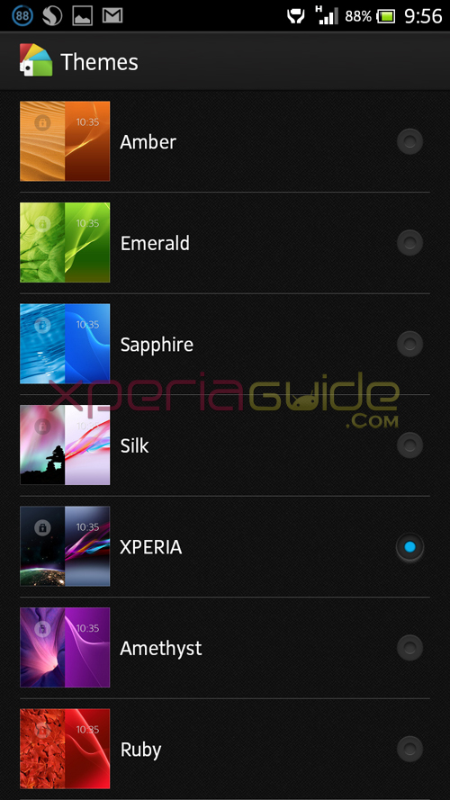 Xperia Z Ultra ZU, Xperia Honami i1 HomeScreen Android 4.2.2 Jelly Bean 8 themes