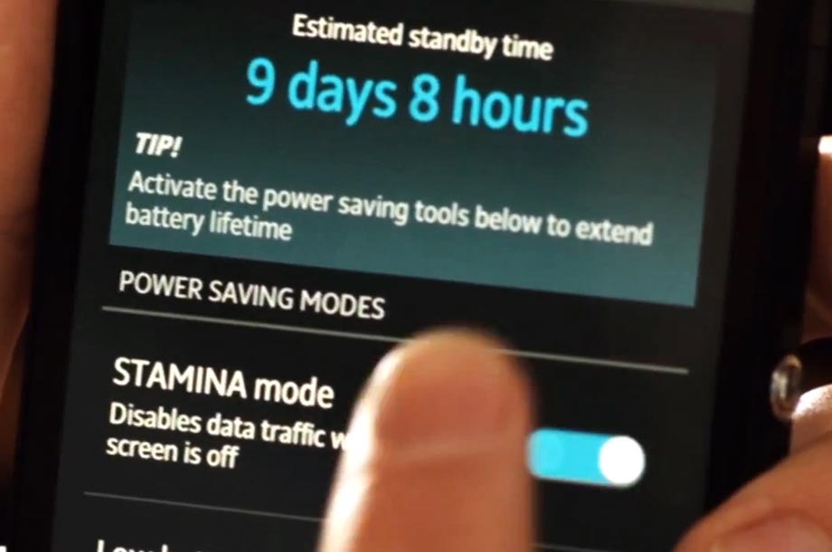 Sony Xperia ZR comes with "Battery STAMINA Mode" to enhance your battery life.