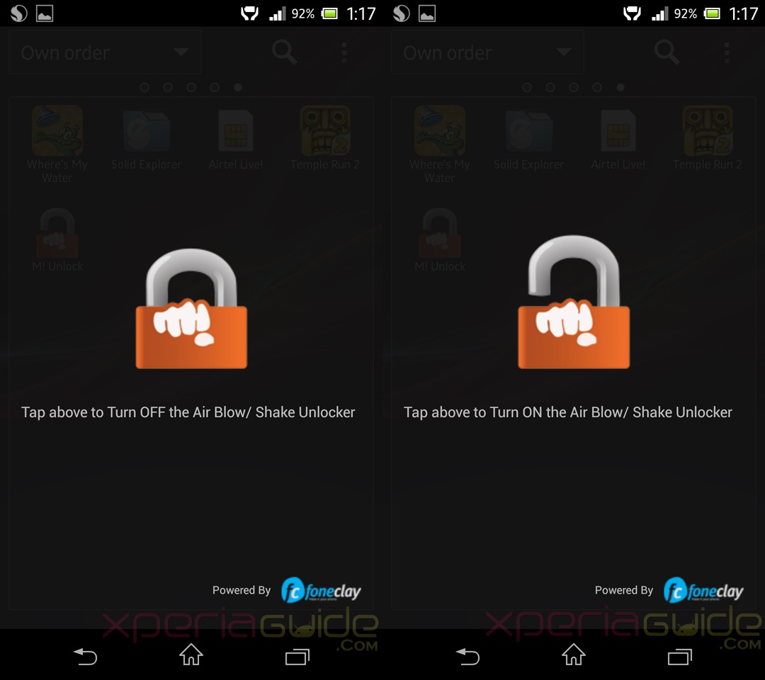 How to activate Canvas 4 Air Blow Shake Unlocker App on Xperia Z C6602