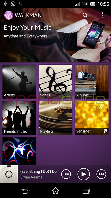 Music Unlimited settings inXperia Z Walkman 7.9.A.0.1app