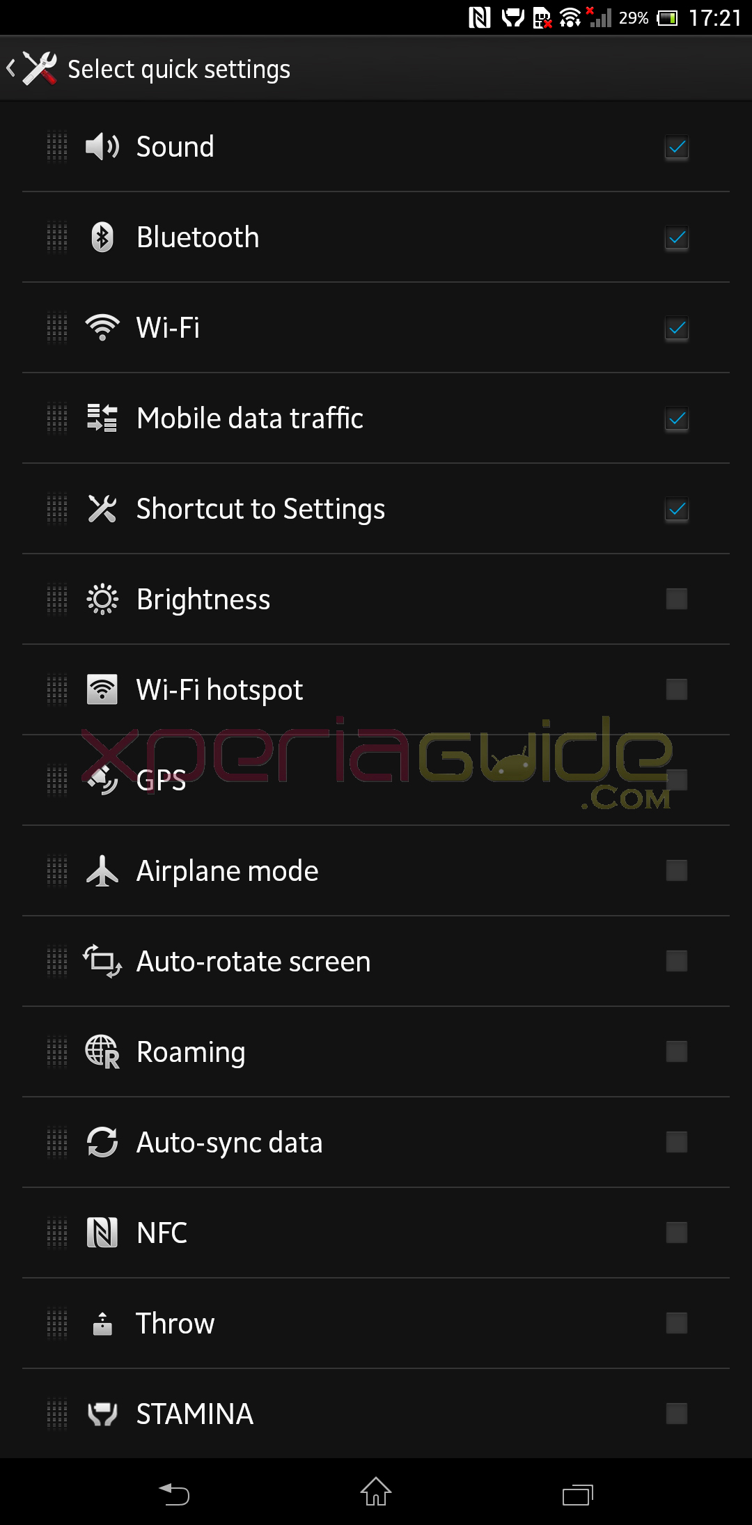 Quick Settings option of Xperia Z Ultra C6802 Android 4.2.2 14.1.B.0.461 firmware