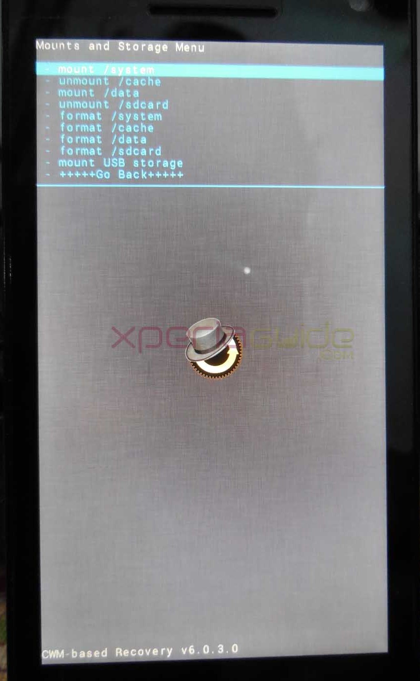 Unmounting System in CWM Recovery in xperia sL