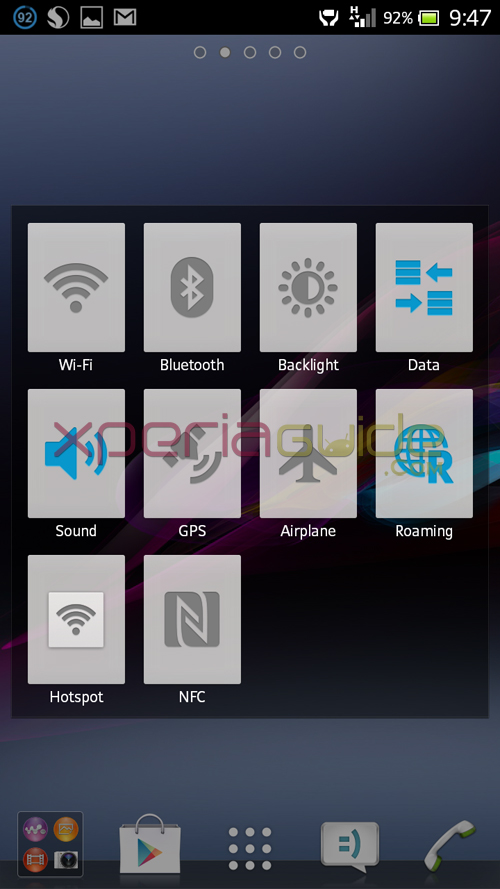 Xperia Honami i1 ZU Home Launcher Quick Settings Widgets on Xperia S,SL,Z,ZL