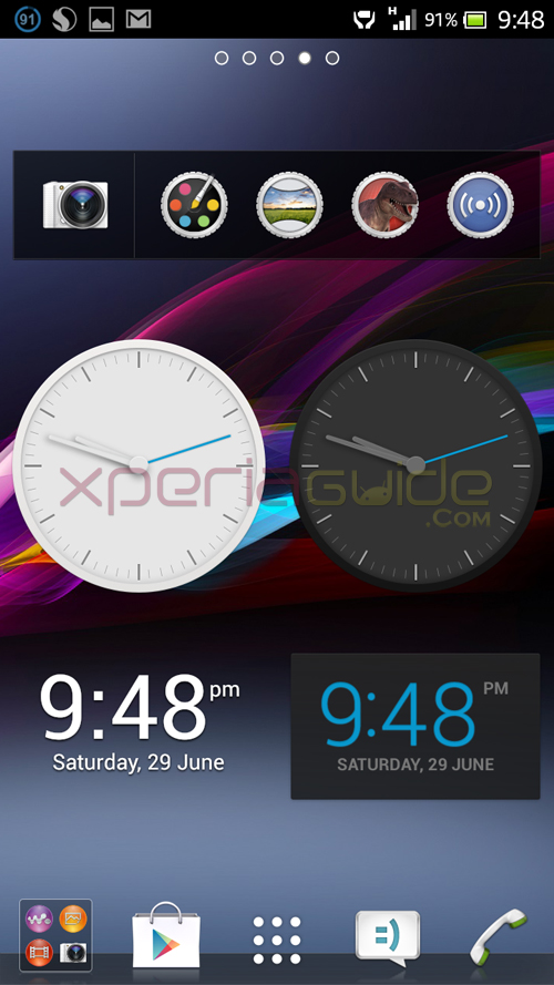 Xperia Honami i1 and ZU Home Launcher Clock Widgets on Xperia S,SL,Z,ZL