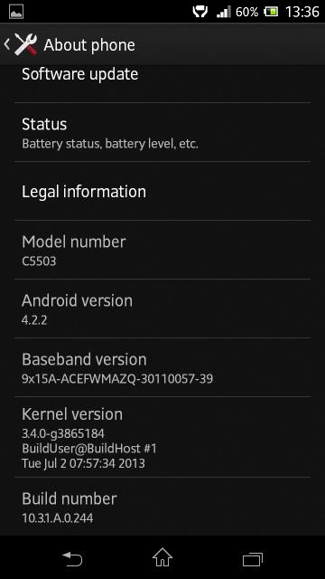 Xperia ZR Android 4.2.2 10.3.1.A.0.244 firmware update details