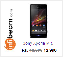 Buy Xperia M from Infibeam at Rs 12990