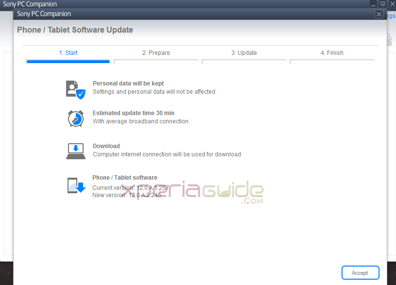 Download Xperia SP C5302 Android 4.1.2 12.0.A.2.245 firmware via PC Companion