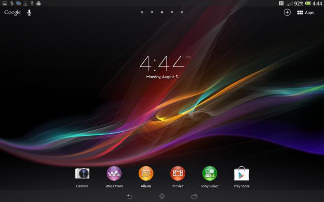HOMESCREEN - Xperia Tablet Z SGP321 Android 4.2.2 10.3.1.A.0.244 firmware