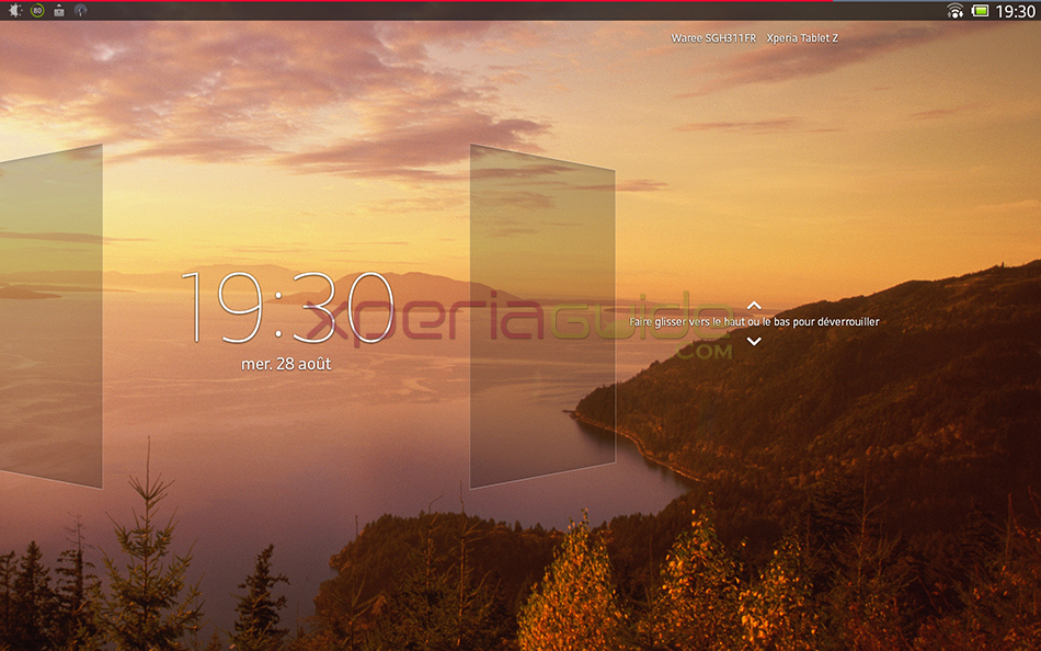 Lockscreen of Xperia Tablet Z SGP311 Android 4.2.2 10.3.1.C.0.136 firmware