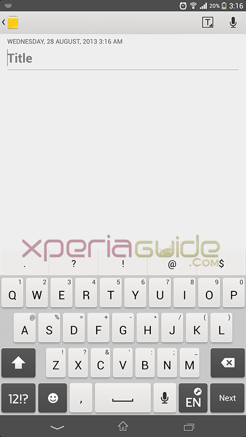 One hand keyboard in Xperia Z Ultra C6802 14.1.B.1.510 firmware update