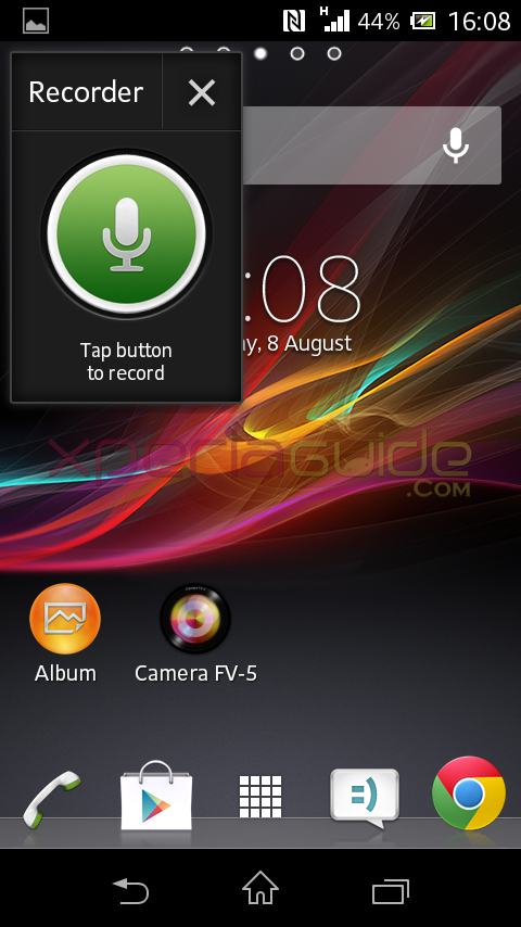 Recorder Small App in Xperia L C2105, C2104 Android 4.1.2 15.0.A.2.17 firmware update