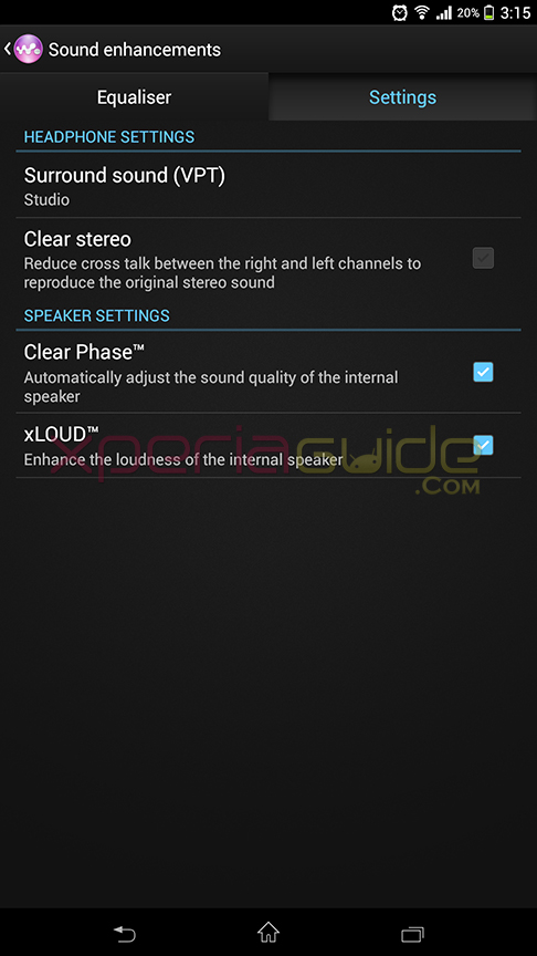Walkman sound settings option in Xperia Z Ultra C6802 14.1.B.1.510 firmware update