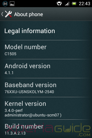Xperia E C1505 Android 4.1.1 11.3.A.2.13 firmware update