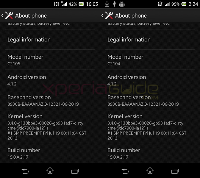 Xperia L C2105, C2104 Android 4.1.2 15.0.A.2.17 firmware update Rolled out