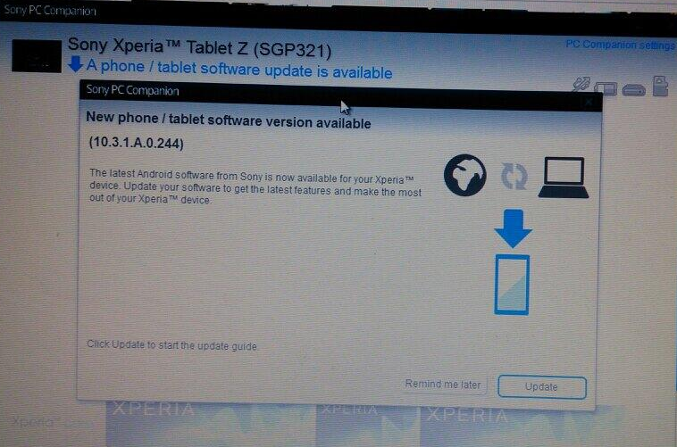 Xperia Tablet Z SGP321 Android 4.2.2 10.3.1.A.0.244 firmware update Out