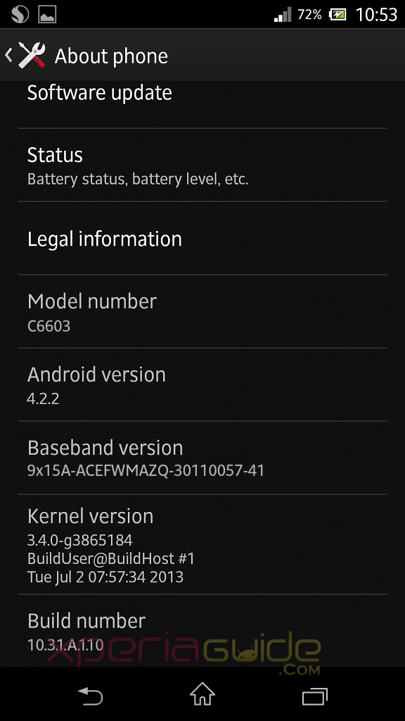 Xperia Z C6603 10.3.1.A.1.10 firmware Update Rolled on ORANGE Carrier