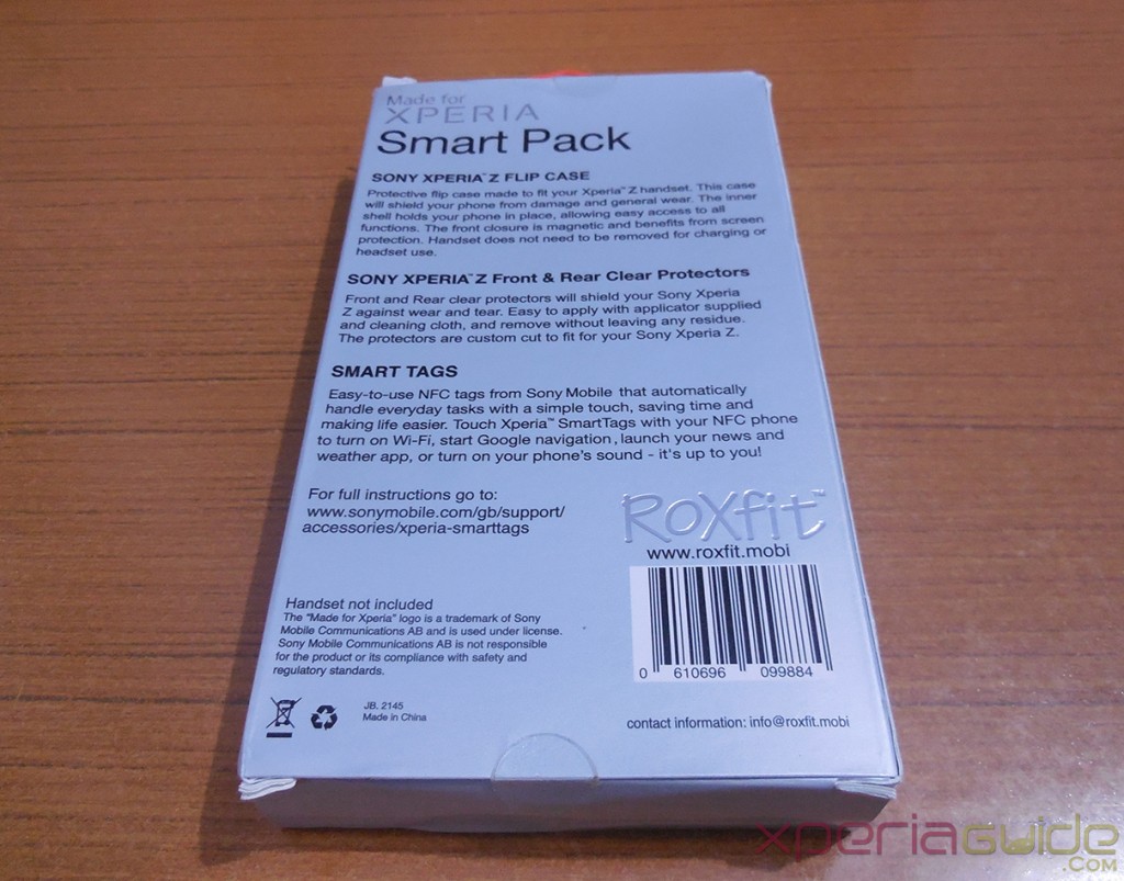 Xperia Z Smart Pack by Roxfit Back