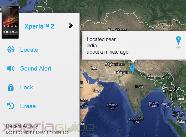 Xperia Z Tracking by MyXperia app