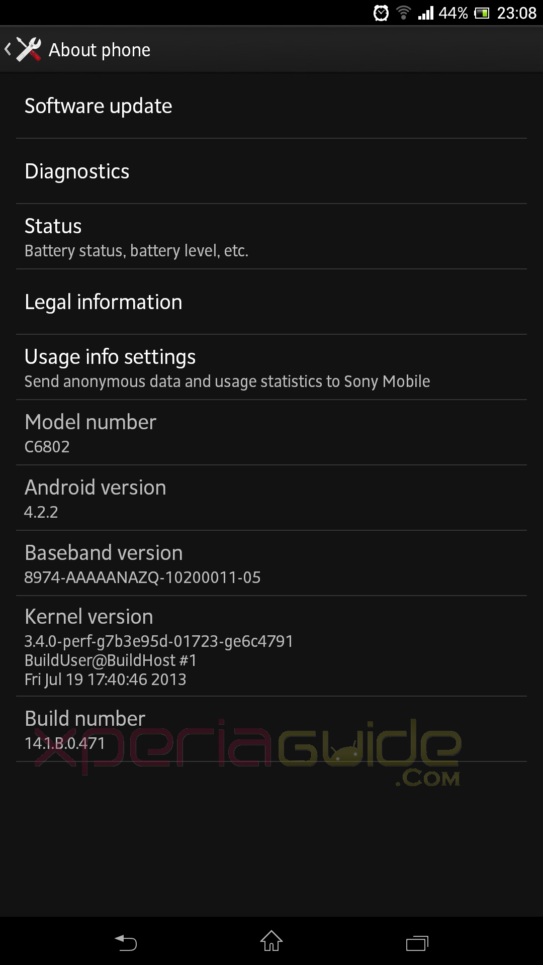 Xperia Z Ultra C6802 Android 4.2.2 14.1.B.0.471 firmware update Details